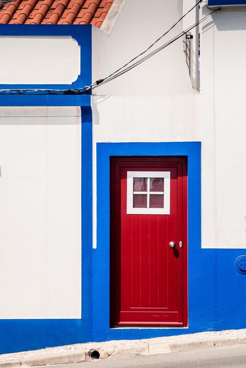 Red Door And Blue Frame